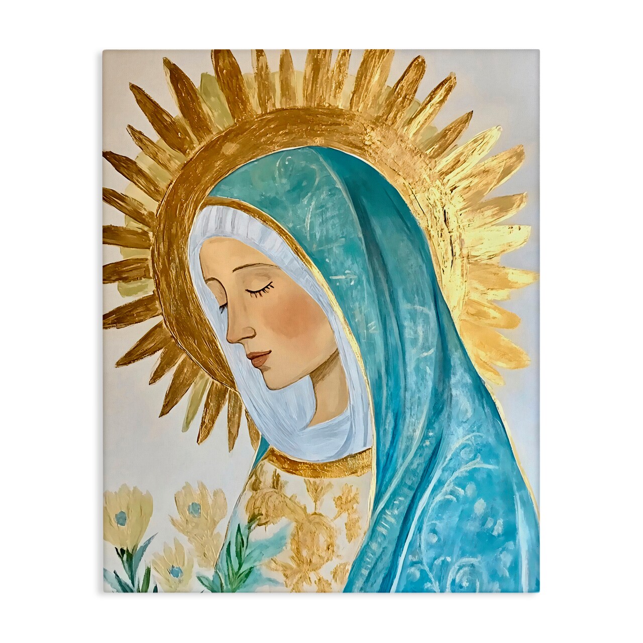 Stupell Industries Holy Mary In Gold Canvas, design by Franklyn Gregory